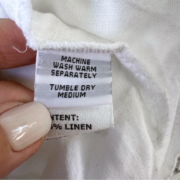 Cut Loose White Linen Oversized Button Front Shirt Top 3/4 Sleeve Made in USA L - Picture 8 of 12